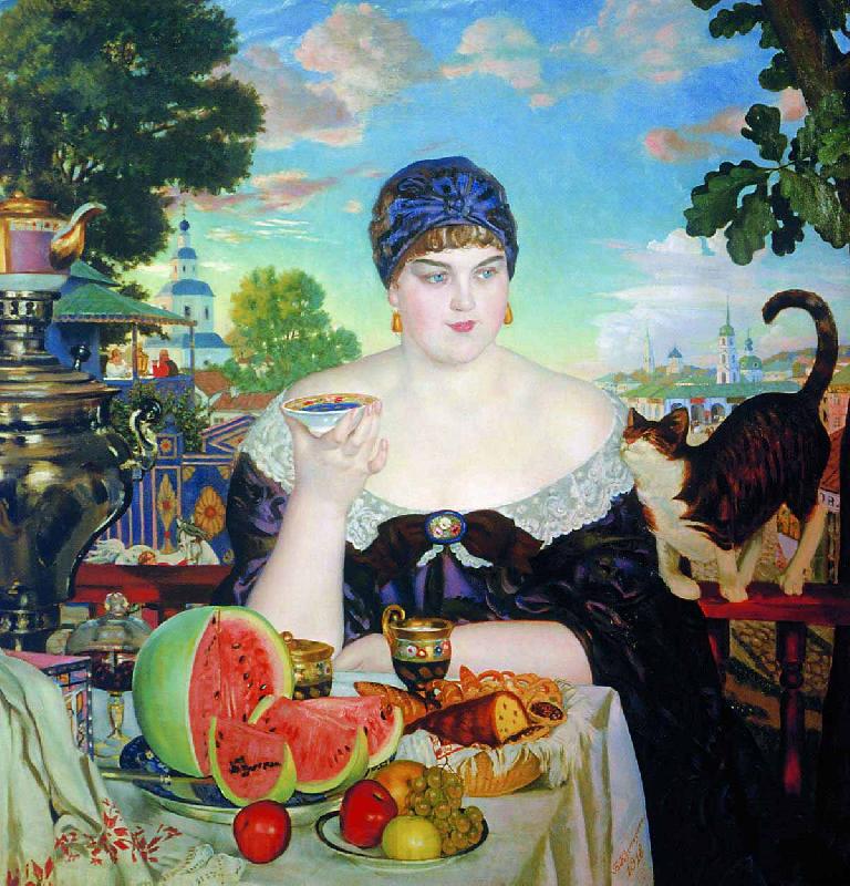 Boris Kustodiev The Merchants Wife Norge oil painting art